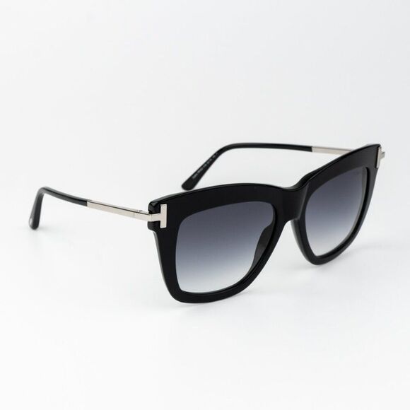 Tom Ford Women Sunglasses Shiny Black Smoke Butterfly DASHA FT0822/S 01B - Picture 1 of 12
